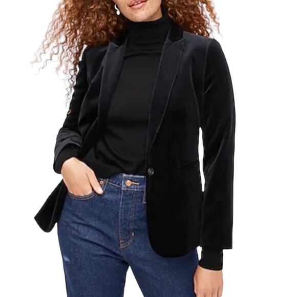 J.Crew Blazer Parke Velvet‎ Black Jacket Women’s Size 22 - Picture 1 of 10
